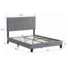 Queen Size Upholstered Platform Bed Frame With Button Tufted Linen Headboard, No Box Spring Needed, Wood Slat Support - Gray - Image 8