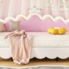 Twin Extending Daybed With LED Lights, Modern Upholstered Princess Daybed With Crown Headboard - White - Image 23