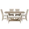 Topmax - 6 Piece Wood Half Round Dining Table Set Kitchen Table Set With Long Bench And 4 Dining Chairs, Modern Style - Natural - Image 10