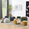 Round Storage Ottoman, 2 In 1 Function, End Table And Ottoman - Dark Yellow - Image 6