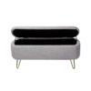 Storage Ottoman Bench For End Of Bed Gold Legs, Modern Gray Faux Fur Entryway Bench Upholstered Padded With Storage For Living Room Bedroom - Gray - Image 11