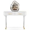 Modern Vanity Table Set With Mirror Touch Screen Lighted Mirror, Dressing Table And Cushioned Stool Set With 2 Large Drawers - White - Image 7
