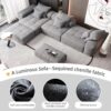 Modern Oversized Modular Sectional Sofa, Sparkling Fabric Soft Cushion Sofa With 6 Pillows, 6 Pieces Diy Combination Tufted Sofa, No Assembly Required - Gray - Image 16