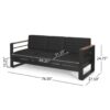 Giovanna - 3 Seater Sofa With Aluminum Frame And Water Repellence Cushions - Black - Image 2