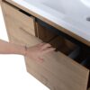 Modern Floating Bathroom Vanity Cabinet With Resin Sink Soft Close Doors And Drawer - Imitative Oak - Image 14