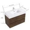 Alice - 36" Bathroom Vanity With Sink, Large Storage Wall Mounted Floating Bathroom Vanity For Modern Bathroom, One-Piece Sink Basin Without Drain And Faucet - White / Walnut - Image 7