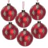 Christmas Ball Ornaments, Glass Decorative Hanging Ball Christmas Tree Ornaments, For Holiday Party Decorations (Set of 6) - Red - Image 2