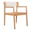 Creative Braided Acacia Wood Outdoor Dining Table And Chairs With Armrests (Set of 2) - Teak / White - Image 14