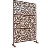 Outdoor & Indoor Privacy Screen Metal Privacy Screen, Freestanding Decorative Privacy Screen For Deck Balcony Patio - Rust Red - Image 3