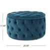 Elegant Velvet Ottoman Footstool - Teal - Image 2