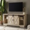 Farmhouse Sliding X Barn Door 58" TV Stand For 65" TVs - Gray Wash - Image 4