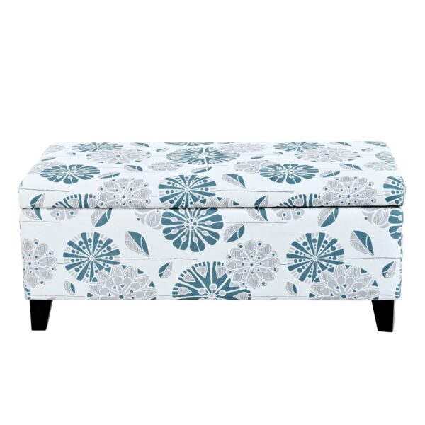Luxury Storage Ottoman With Floral Patterned Fabric, Soft Close Hinges, Functional Footrest & Seat - Multicolor