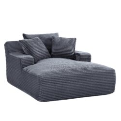 Cloudline - Oversized Chaise Lounge Chair In Soft Corduroy, Modern Comfy Couch With Full Foam Cushioning, Cozy Sleeper Sofabed For Living Room - Gray