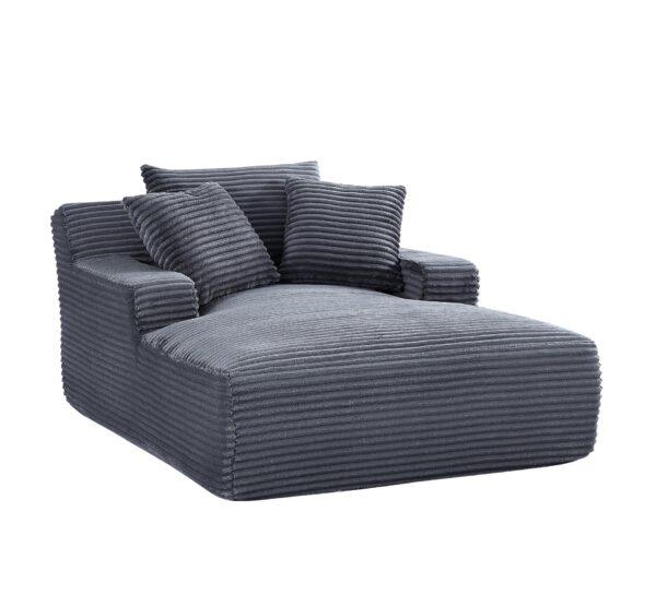 Cloudline - Oversized Chaise Lounge Chair In Soft Corduroy, Modern Comfy Couch With Full Foam Cushioning, Cozy Sleeper Sofabed For Living Room - Gray