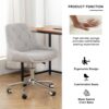 Modern Teddy Fleece Fabric Dining Chair With Chrome Legs, Soft And Comfortable - Gray - Image 6