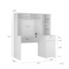 Computer Desk With Hutch & Bookshelf, Wood Executive Desk Teens Student Desk Writing Laptop Home Office Desk With Drawers, 3 Ac Outlets And 2 USB Charging Ports, Study Laptop Table For Home - White - Image 11