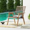 Acacia Wood Cape Woven Wicker Large Lounge Chair With Pillow For Patio, Deck, Yard, Lawn And Garden Seating Wicker (Set of 2) - Teak - Image 10