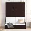 Queen Size Murphy Wall Bed With Cushion, Space Saving Design, And Construction - Espresso - Image 10