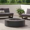 Modern Lightweight Concrete Outdoor Circular Fire Pit 50, 000 Btu - Dark Gray - Image 8