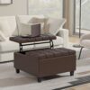 Harrison - Small Square Coffee Table Storage Ottoman - Brown - Image 4