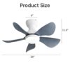29" Small Ceiling Fan Flush Mount 5 Reversible ABS Blades With Led Dimmable Light - White - Image 8