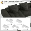 Modern Oversized Modular Sectional Sofa, Sparkling Chenille Fabric Soft Cushion Sofa With 6 Pillows, 6 Pieces Diy Combination Tufted Sofa, No Assembly Required - Black - Image 15