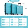 Expandable 3 Piece Luggage Sets Pc Lightweight & Durable Suitcase With Two Hooks, Spinner Wheels, Tsa Lock, (21/25/29) - Aqua Blue - Image 3