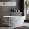 Solid Surface Matte Tub, Solid Surface Soaking Tub, Stone Resin Freestanding Bathtub, Thick Edge Stand Alone Tubs With Overflow, Pop-Up Drain (Oval) - Matte White - Image 6