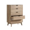 Nordica - 5 Drawer Chest With Interlock Drawer Feature Drawer Slide And Interlock Pre-Assembly, Drawer Chest For Closet Tall Dressers For Bedroom Clothes Organizer Tool - Natural Oak - Image 4