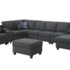 Eric - 9 Piece Upholstered Sectional With Ottoman - Dark Gray - Image 2