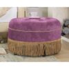 Yolanda - Round Upholstered Accent Ottoman - Purple Floral / Gold - Image 5