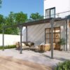 Outdoor Wall Mounted Gazebo With Sloped Roof Design, Uv Protection, And Durable Iron Frame - Gray - Image 4