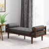 Contemporary Fabric Chaise Lounge With Button Tufted Waffle Stitching And Rolled Accent Pillows - Charcoal - Image 5