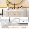 Bathroom Vanity With Ceramic Sink, Bathroom Vanity Cabinet With 2 Drawers, Wooden Bathroom Sink Cabinet - Beige / Green - Image 5