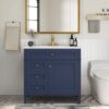 Bathroom Vanity With Top Sink, Modern Bathroom Storage Cabinet, 2 Drawers And A Tip-Out Drawer, Single Sink Bathroom Vanity - Blue - Image 4