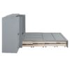 Queen Size Murphy Bed With USB Port, Large Drawer, And Wardrobe / Desk Combo Versatile Cabinet Bed - Gray - Image 8