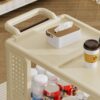 3 Tier Collapsible Cart With Locking Wheels For Every Room - Cream - Image 7