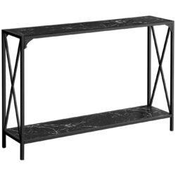 Accent Console Table For Entryway, Marble Contemporary & Modern - Black