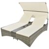 Patio Daybed Outdoor Daybed Sun Lounger With Shelter Roof With Adjustable Backrest, Storage Box And 2 Cup Holders For Patio, Balcony, Poolside - Cream - Image 14