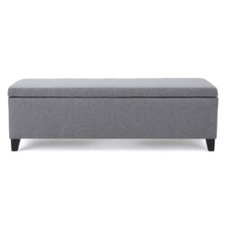 Contemporary Storage Ottoman Bench With Polyester Upholstery - Gray