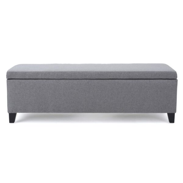 Contemporary Storage Ottoman Bench With Polyester Upholstery - Gray