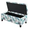 Charming Floral Storage Ottoman With Upholstered Fabric And Wood Frame - Flower - Image 5