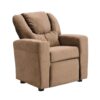 Kids Recliner Chair, Kids Upholstered Couch With One Cup Holder, Toddlers Recliner With Headrest And Footrest - Brown - Image 11