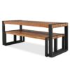 3 Pieces Outdoor Dining Table With 2 Benches, Patio Dining Set With Unique Top Texture, Acacia Wood Top & Steel Frame, All Weather Use, For Outdoor & Indoor - Natural - Image 13
