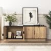 Grain 4 Door TV Cabinet, An Ideal Choice For TV And Item Storage In Modern Homes, A Perfect Blend Of Nordic And Modern Minimalist Styles - Black - Image 5