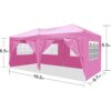 10'X20' Ez Pop Up Canopy Outdoor Portable Party Folding Tent With 6 Removable Sidewalls + Carry Bag + 4 Pieces Weight Bag - Pink - Image 6