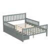 Full Size Platform Bed With Guardrails On Both Sides And 2 Storage Drawers - Gray - Image 5