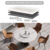 53" Modern Artificial Stone Round Carbon Steel Base Dining Table, Can Accommodate 6 People, Artificial Stone Turntable - White / Black - Image 9