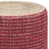 Larissa - Round Braided Pouf - Natural / Maroon - Image 3