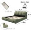 Queen Size Luxury Upholstered Platform Bed With Oversized Padded Backrest And Solid Wood Frame, Suitable For Multiple Heights Of Mattresses - Green - Image 5